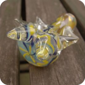 Thick silver fumed smoking pipe with inside out designs and protruding clear glass spikes