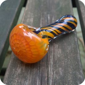 Dichroic blue and orange honeycomb glass pipe