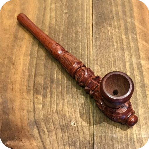 Carved Wooden Tan Pipe