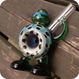 Sculptural glass pipe in the shape of a Ninja Turtle character