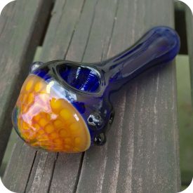 4 1/2 inch long transparent blue honeycomb glass pipe