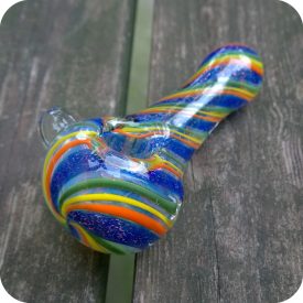 Thick color changing rainbow and dichroic swirled glass piece
