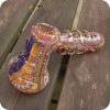 Hammer style glass bubbler with gold fuming, inside out designs, and glass wrapped around the stem