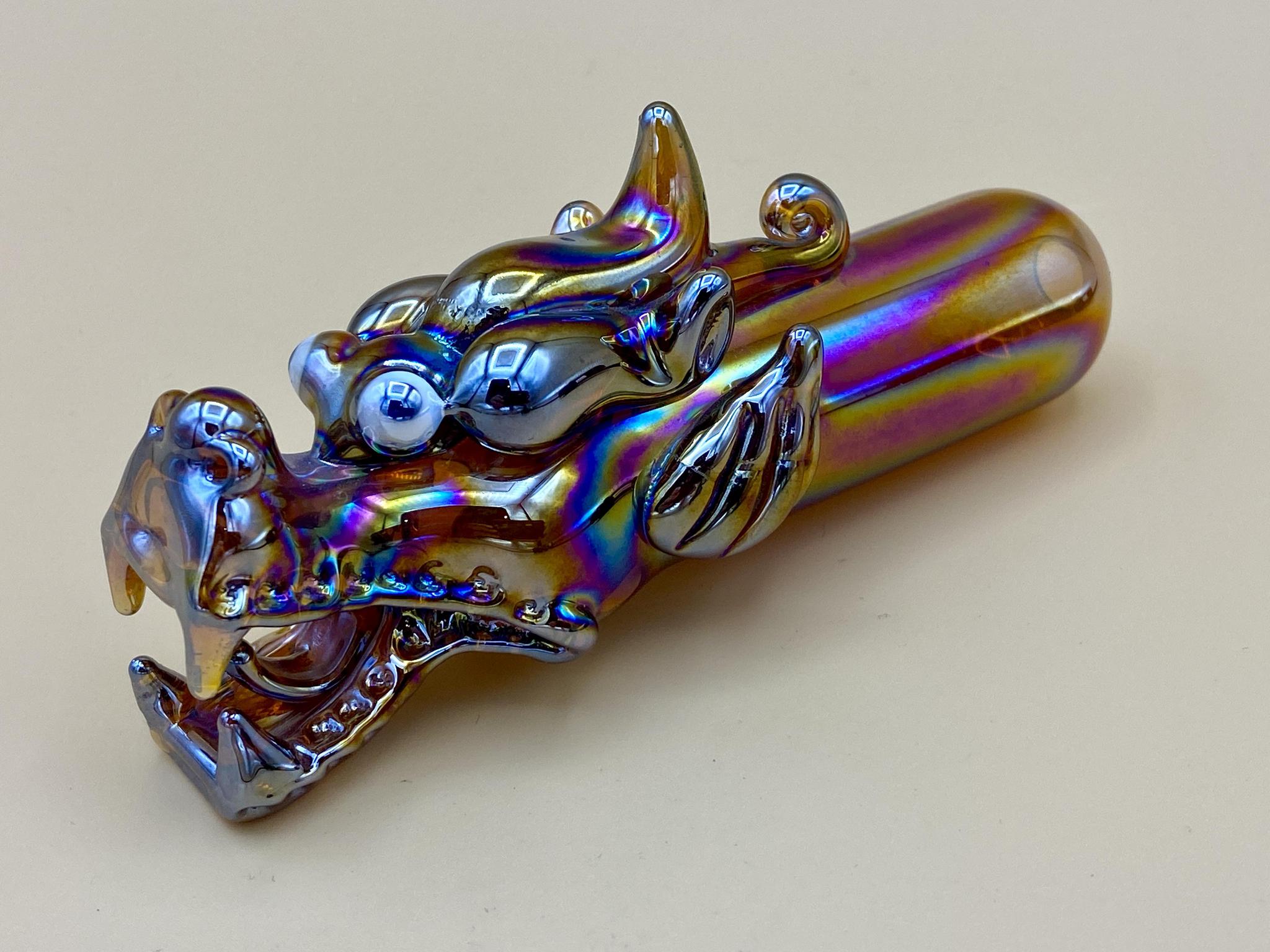 high-end glass pipes）Red Dragon Shape Pipe Glass Smoking Pipe 9.5